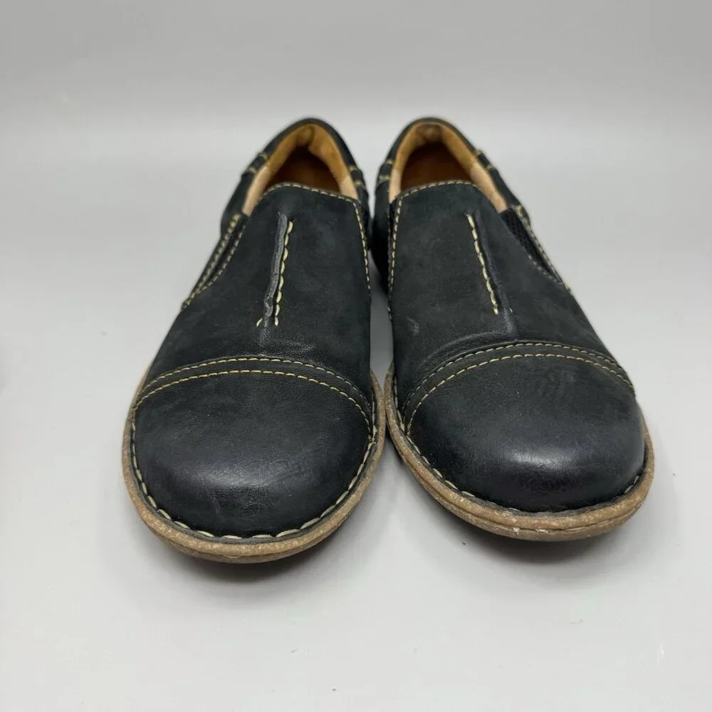Born Womens Size 8.5 Nampa Nubuck Black Leather Loafer